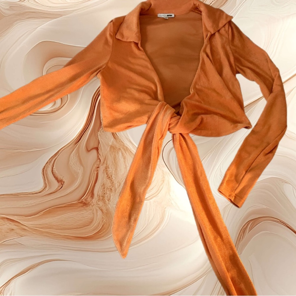 Orange Tie-Front Women's Top